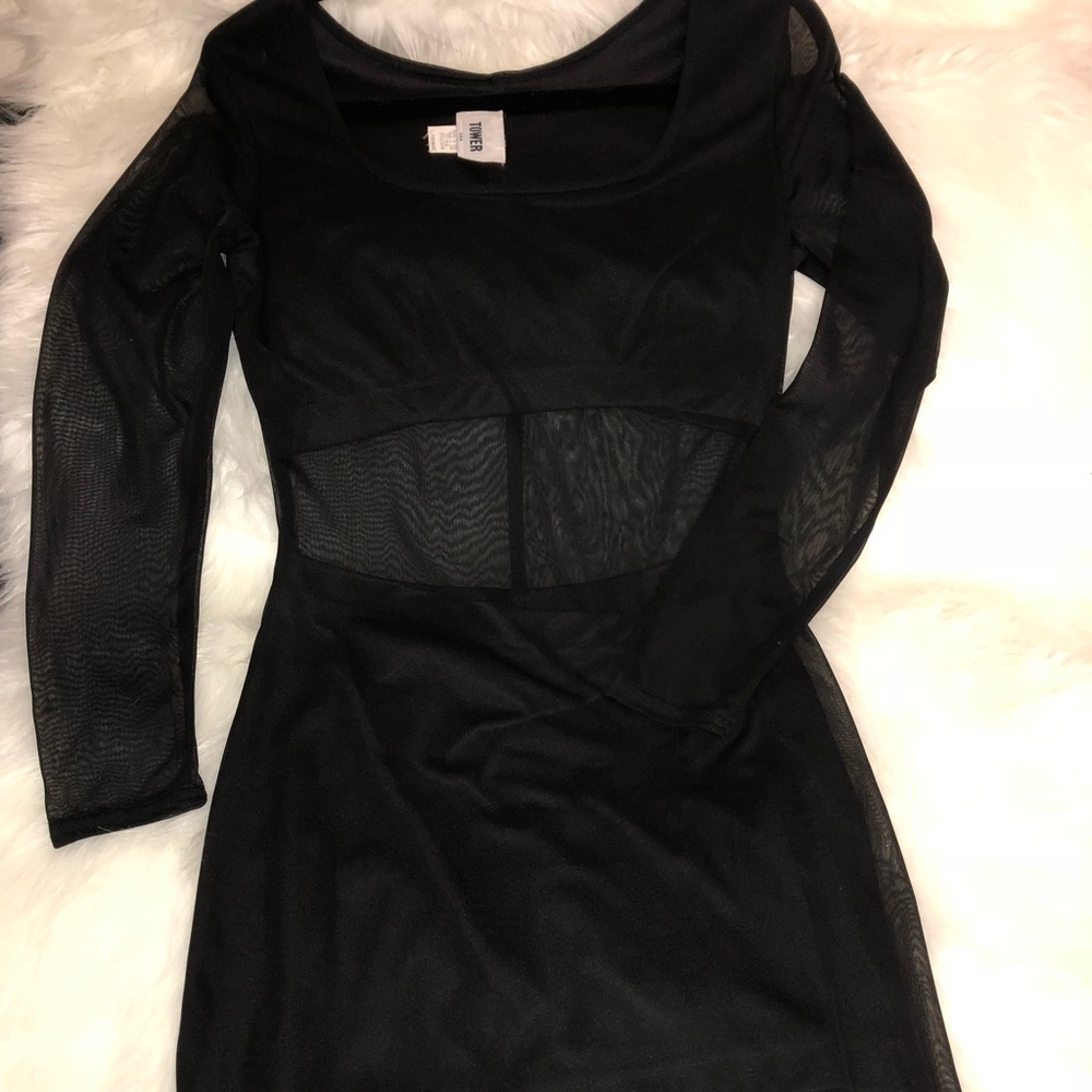 Black Mesh Maxi Dress